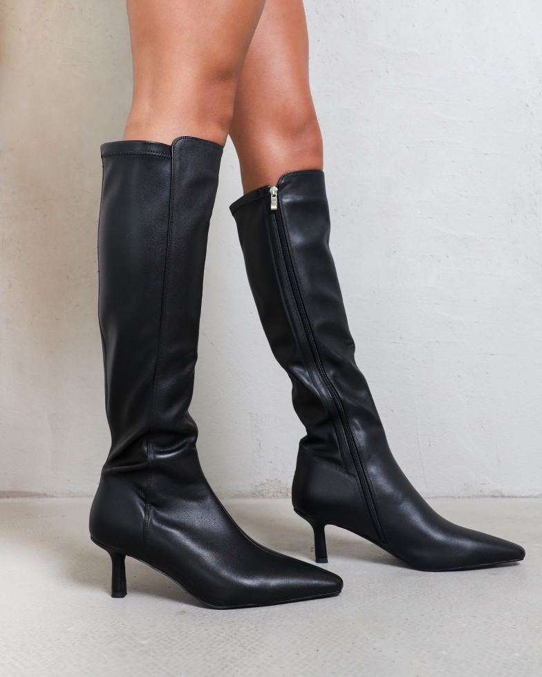 Hart Black Stretch Knee Boots | SIMMI London