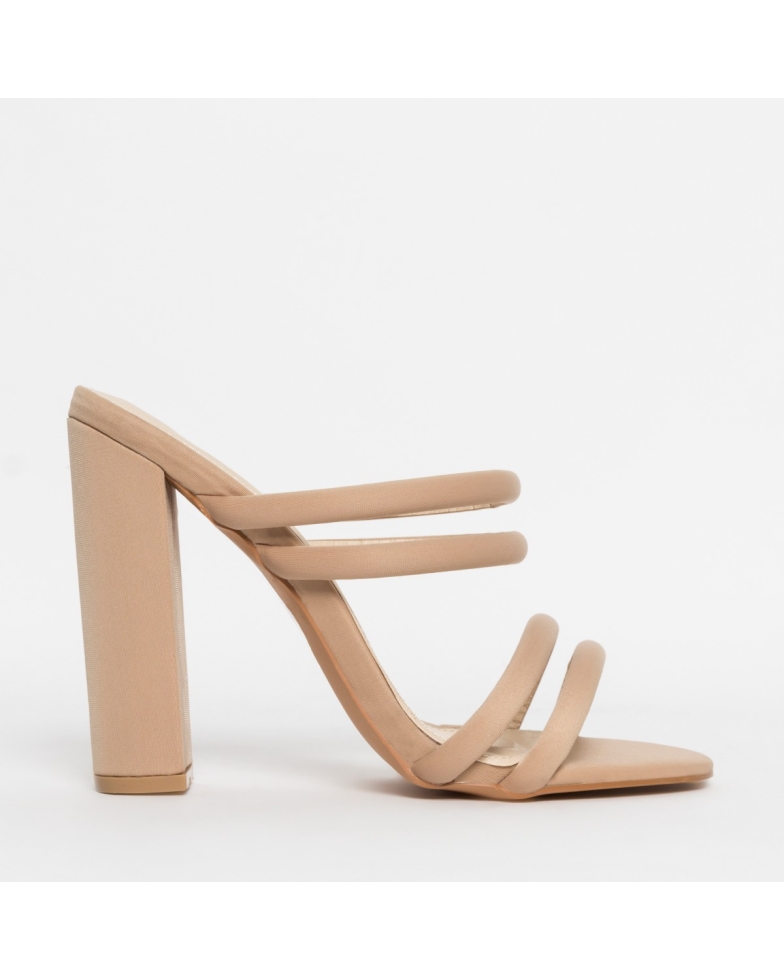 Harper Nude Lycra Block Heel Mules 