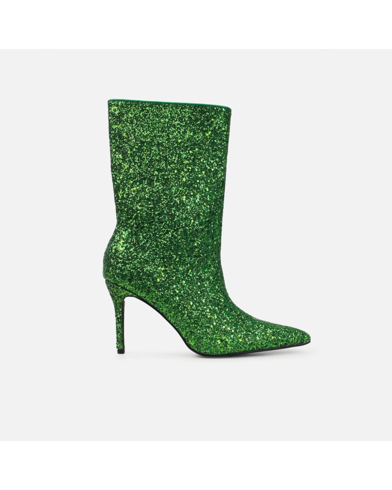 Houda Green Glitter Ankle Boots | SIMMI London