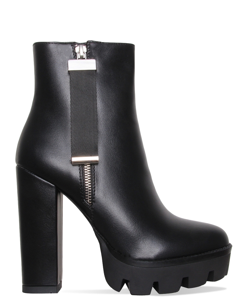 Cardi Black Zip Platform Ankle Boots