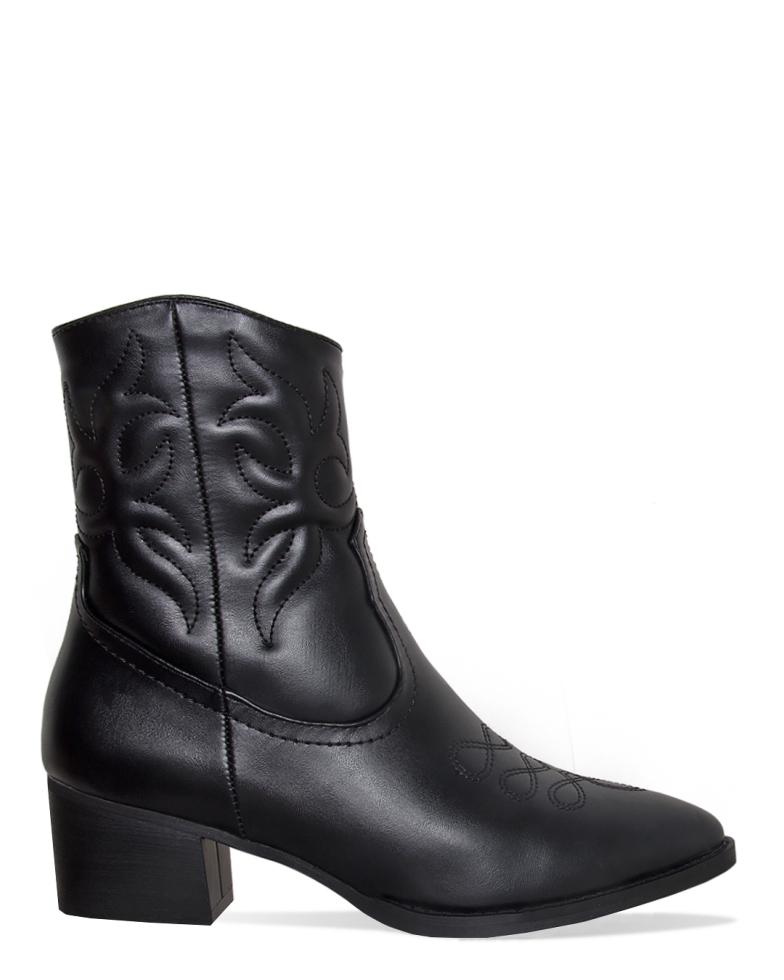 Kristen Black Western Ankle Boots