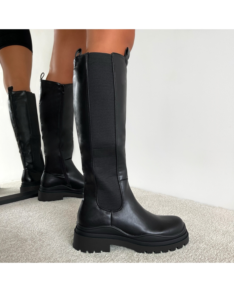 Marcello Black Knee High Chelsea Boots | SIMMI London