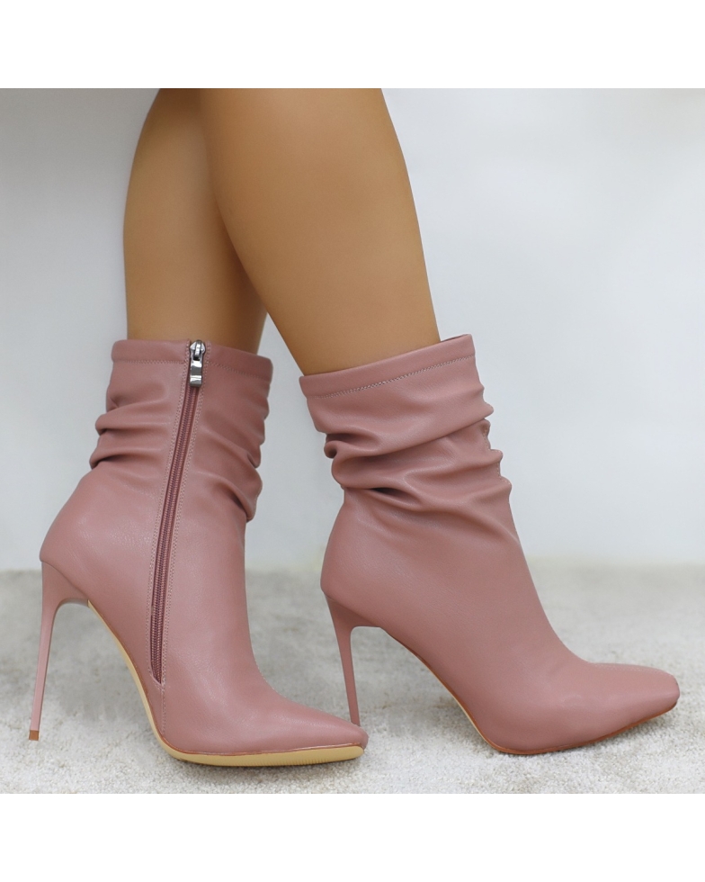 SIMMI SHOES / Olivia Blush Ruched Stiletto Ankle Boots