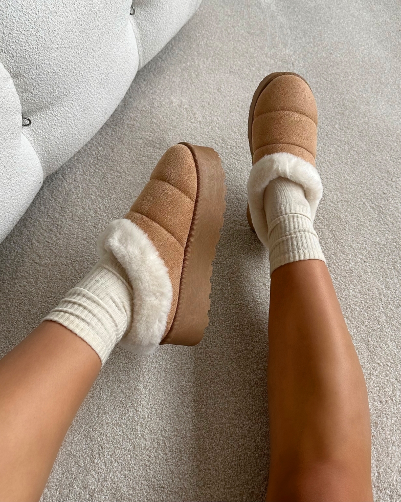 Reggie Sand Cosy Flatform Slides