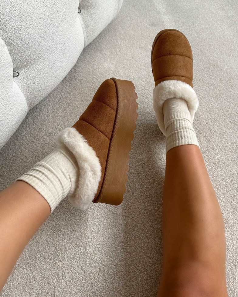 Reggie Tan Cosy Flatform Slides