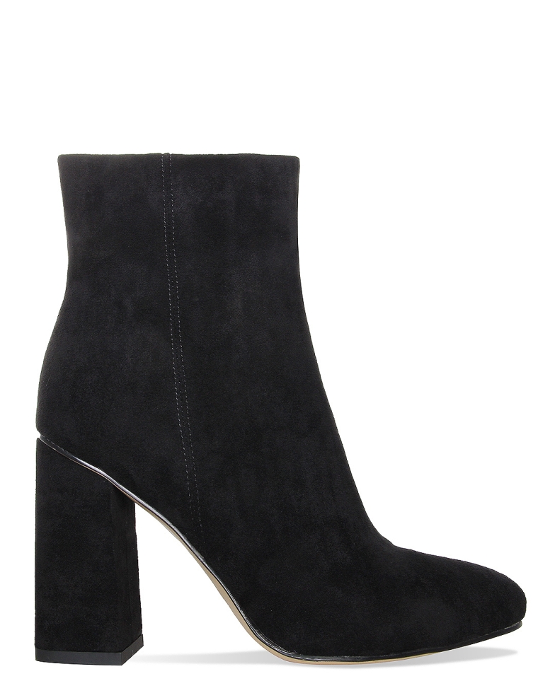 Sadie Black Suede Block Heel Ankle Boots