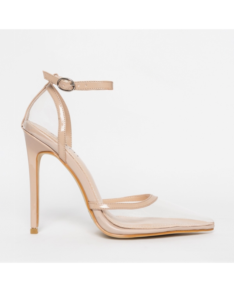 Eva Clear Nude Patent Stiletto Court Heels