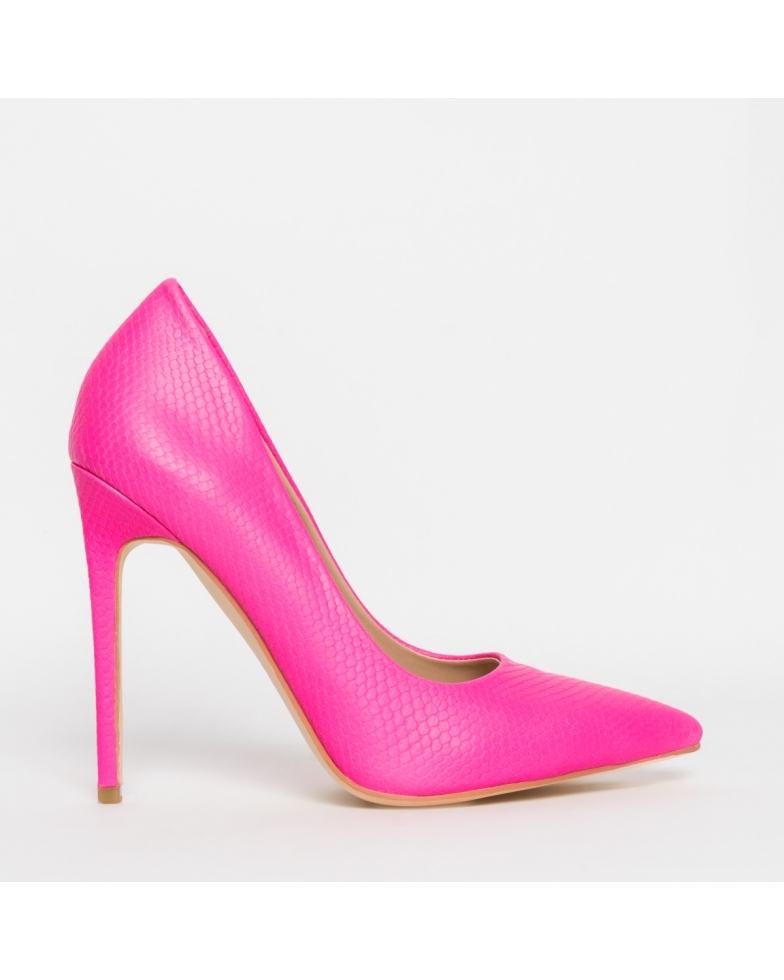 Samia Neon PInk Snake Stiletto Court Shoes