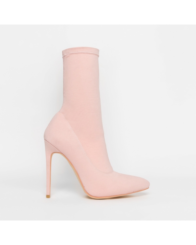 Tate Pink Lycra Pointed Toe Ankle Boots