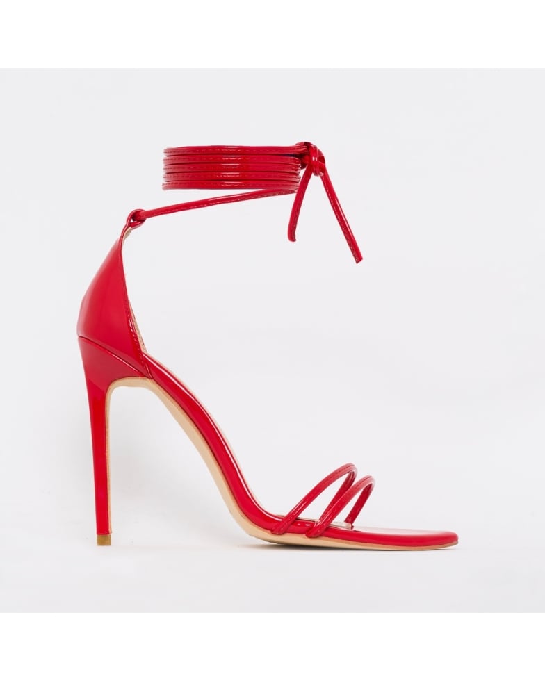 SIMMI SHOES / ALEXIA RED PATENT STRAPPY STILETTO HEELS