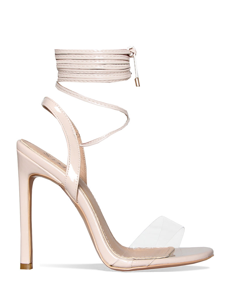 Ella Nude Clear Lace Up Heels