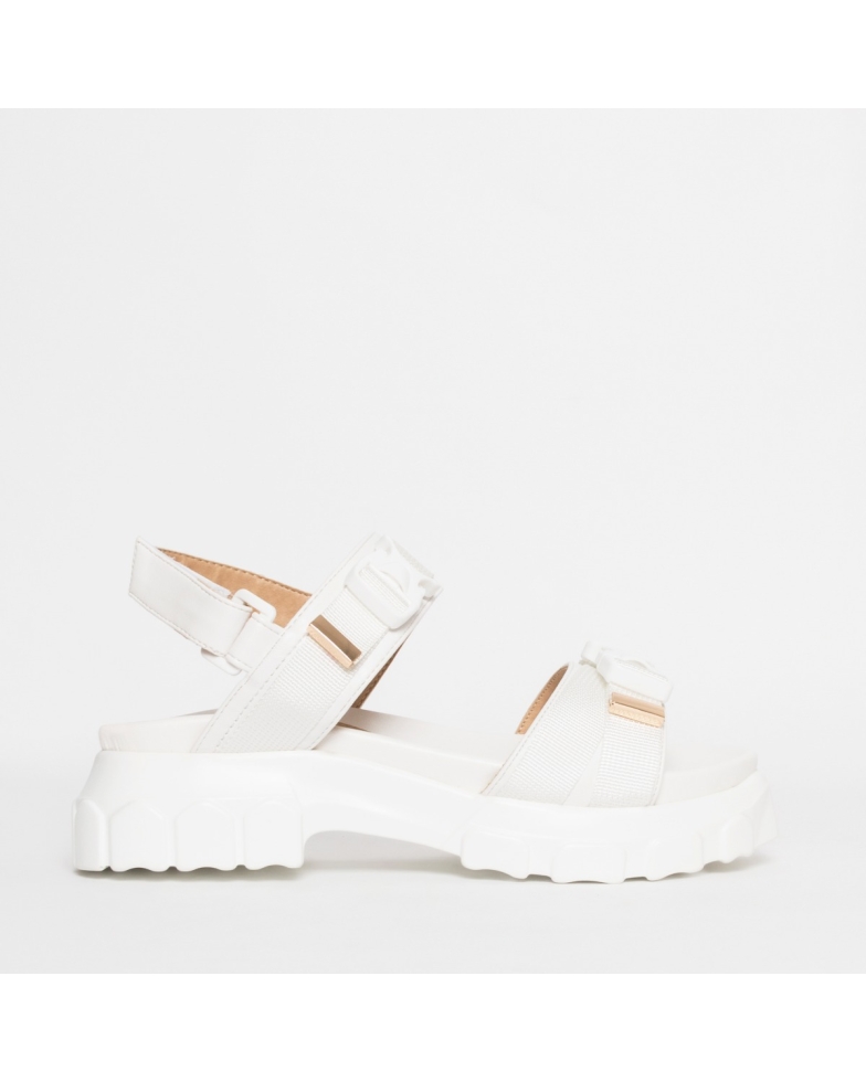 Shana White Chunky Buckle Sandals