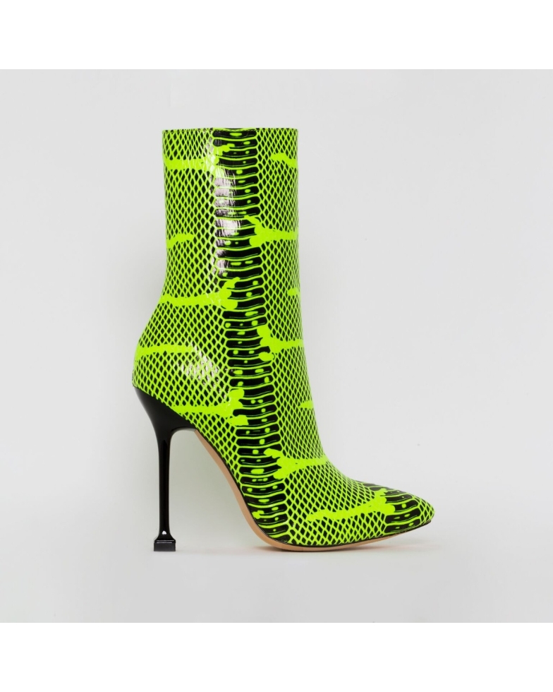 Peyton Green Python Print Stiletto Ankle Boots