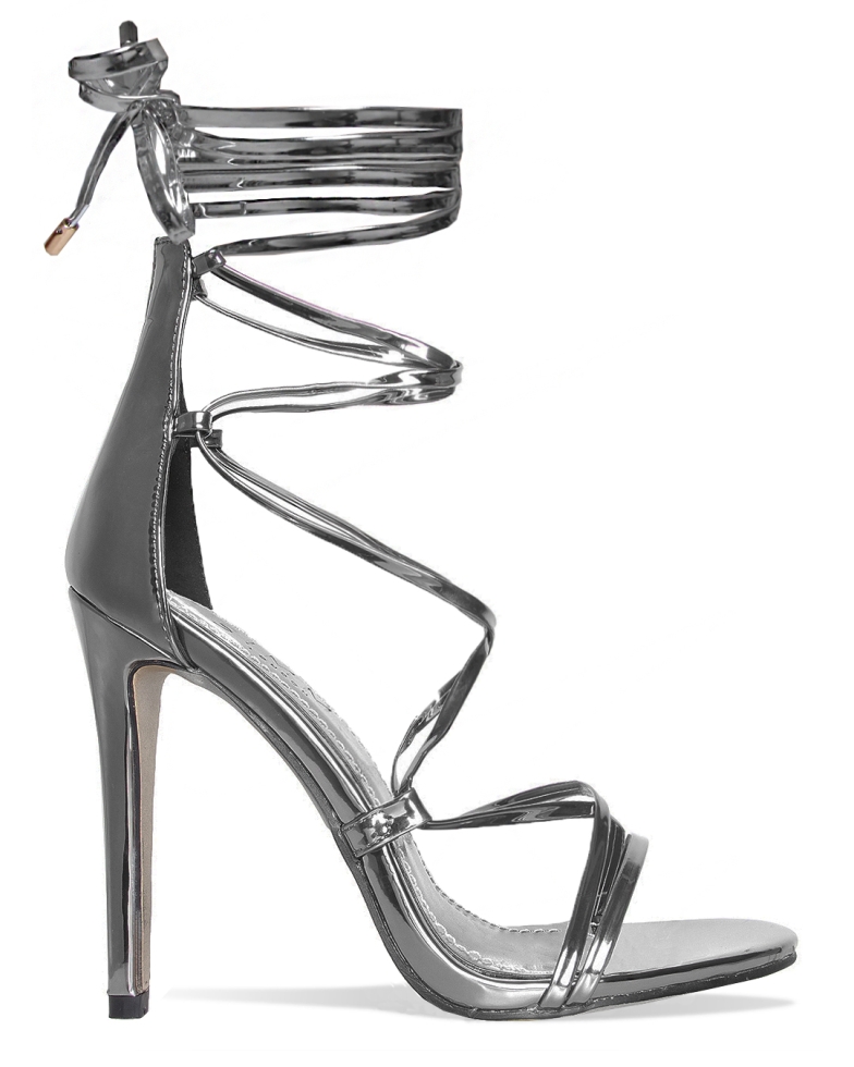 Demi Pewter Lace Up Stiletto Heels