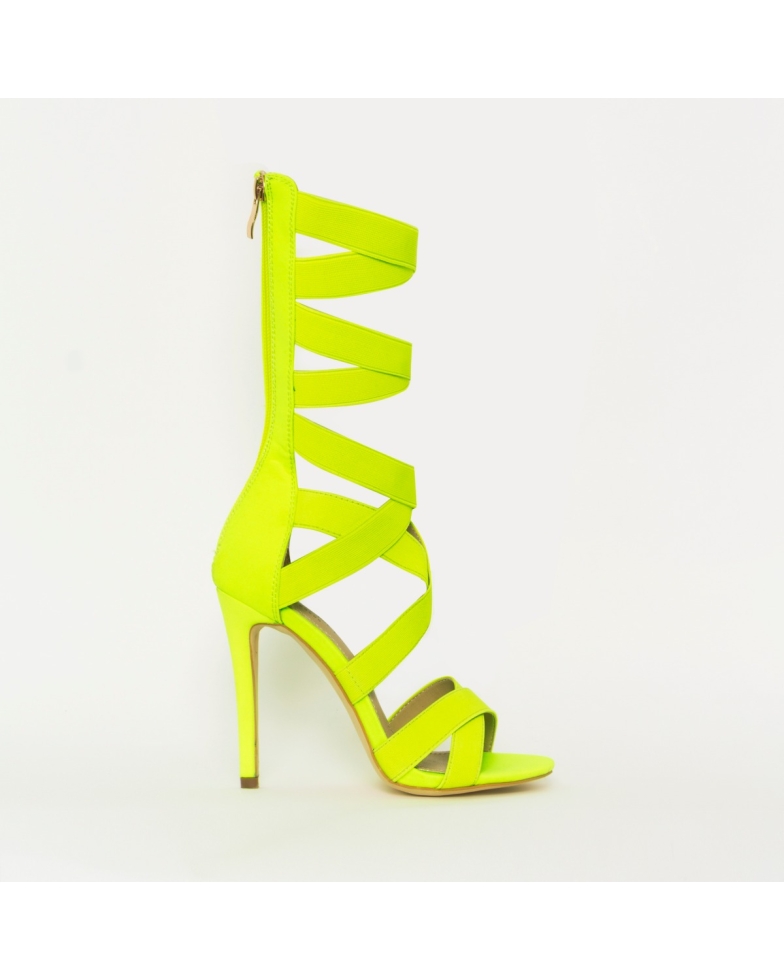 Astrid Neon Yellow Strappy Stiletto Heels