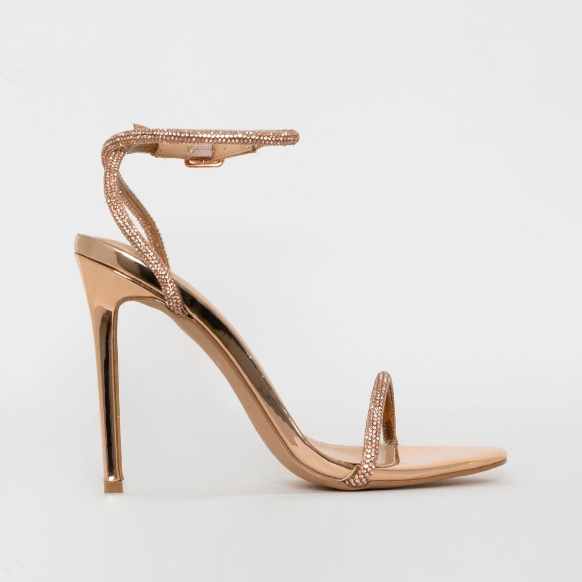 rose gold stiletto sandals