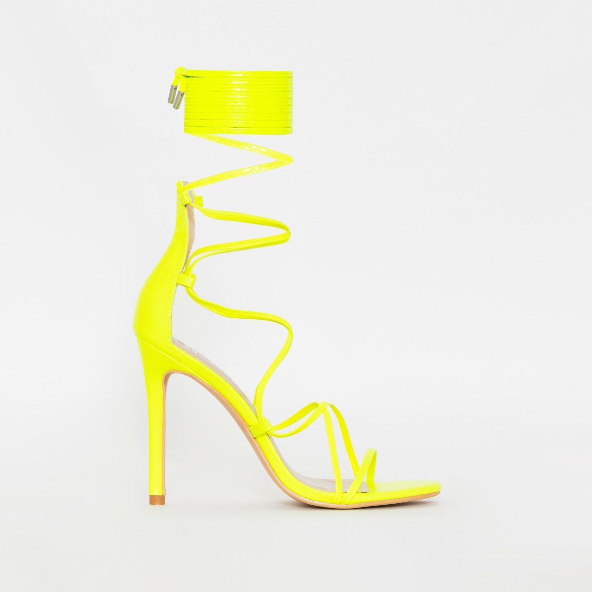 neon yellow strappy heels