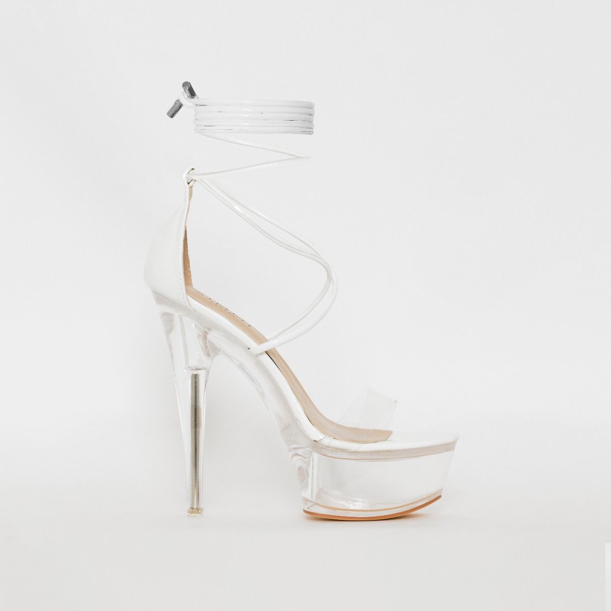 white clear heels