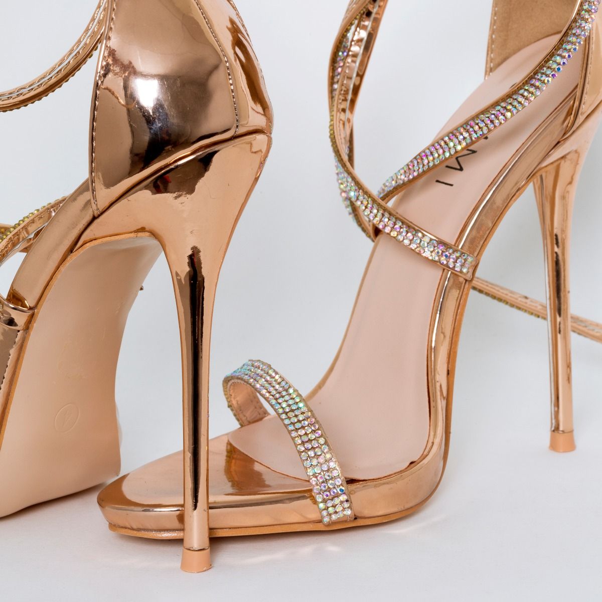 rose gold lace up heels