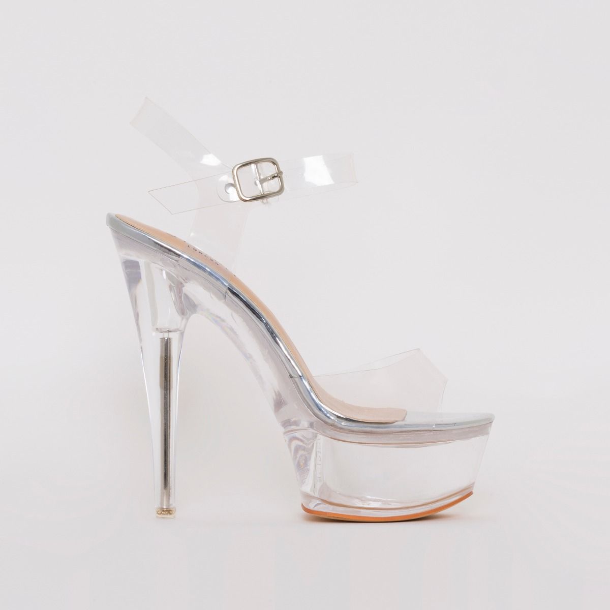 clear heels with silver