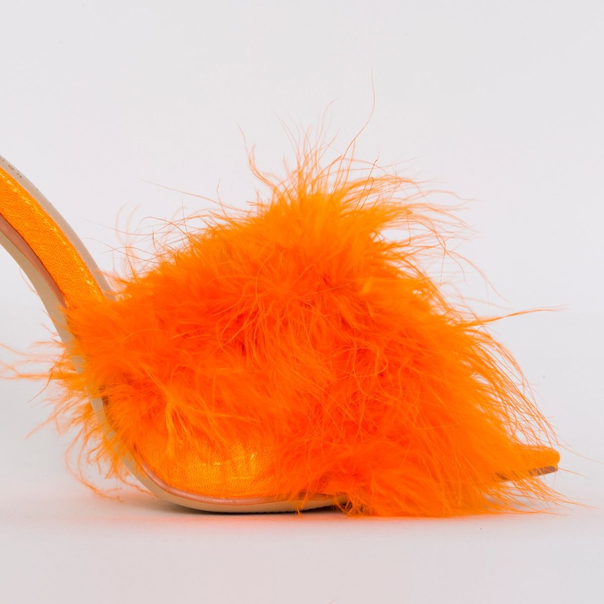 orange fluffy heels