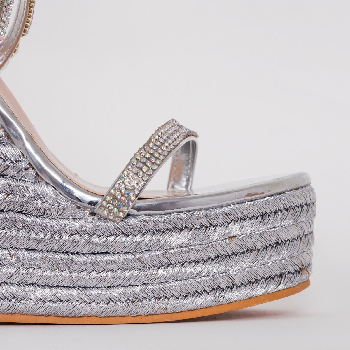 Ciara Silver Lace Up Espadrille Wedges