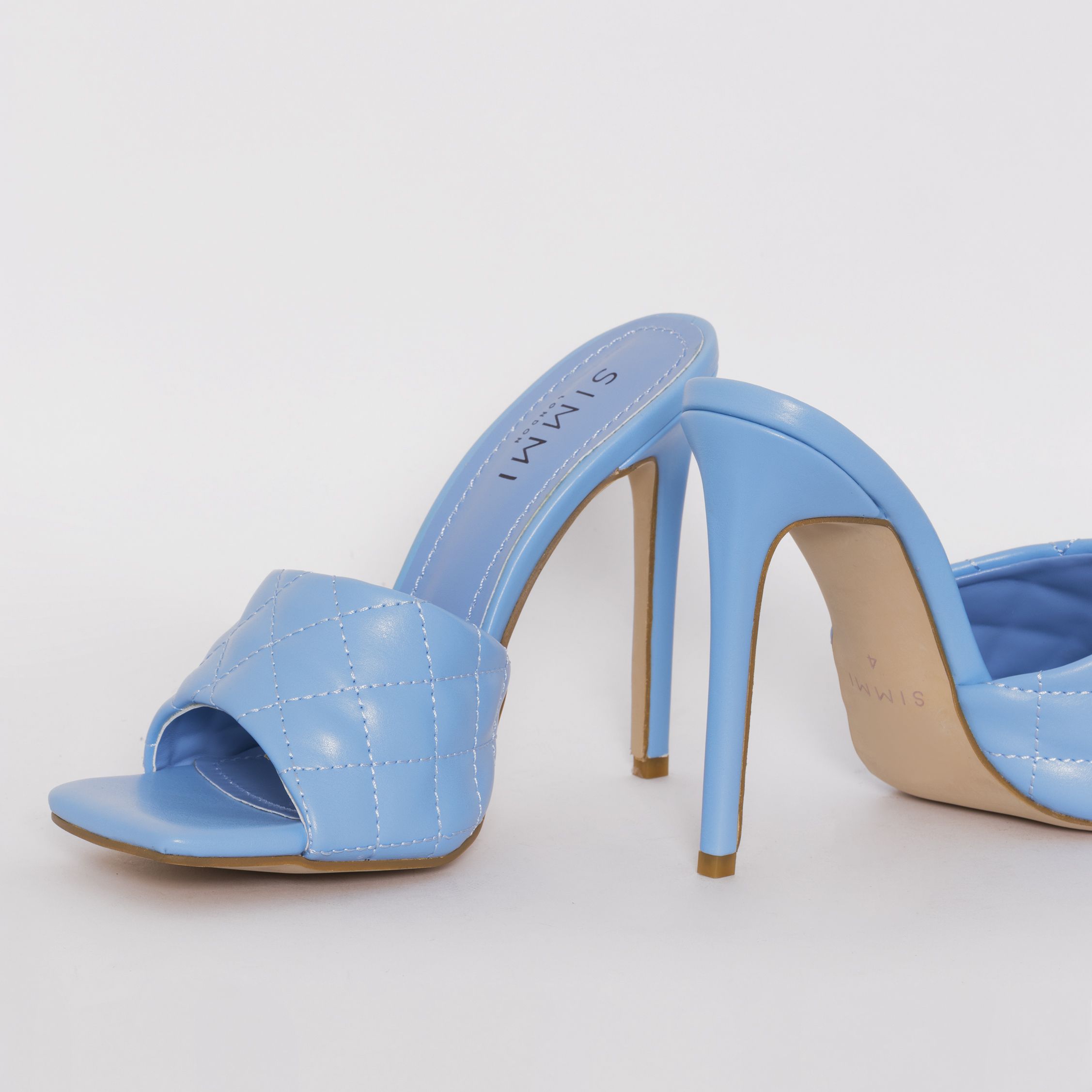 Marian Blue Quilted Mule Heels