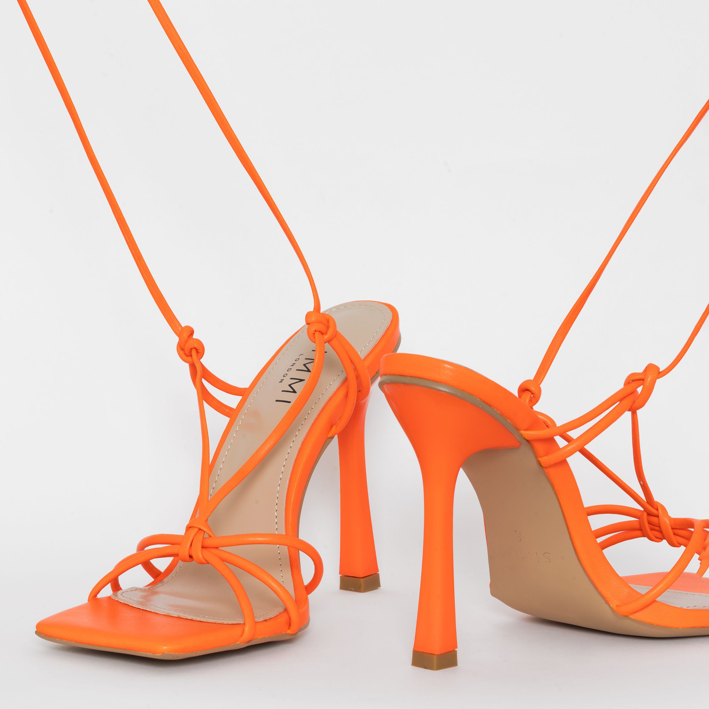 Flame Neon Orange Strappy Lace Up 