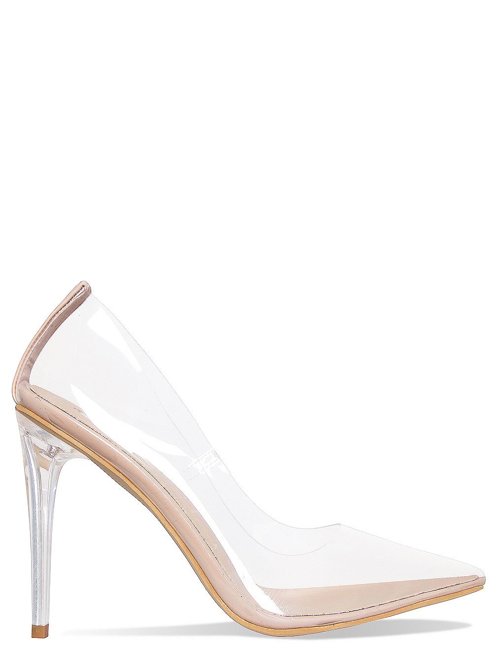 clear heeled court shoe