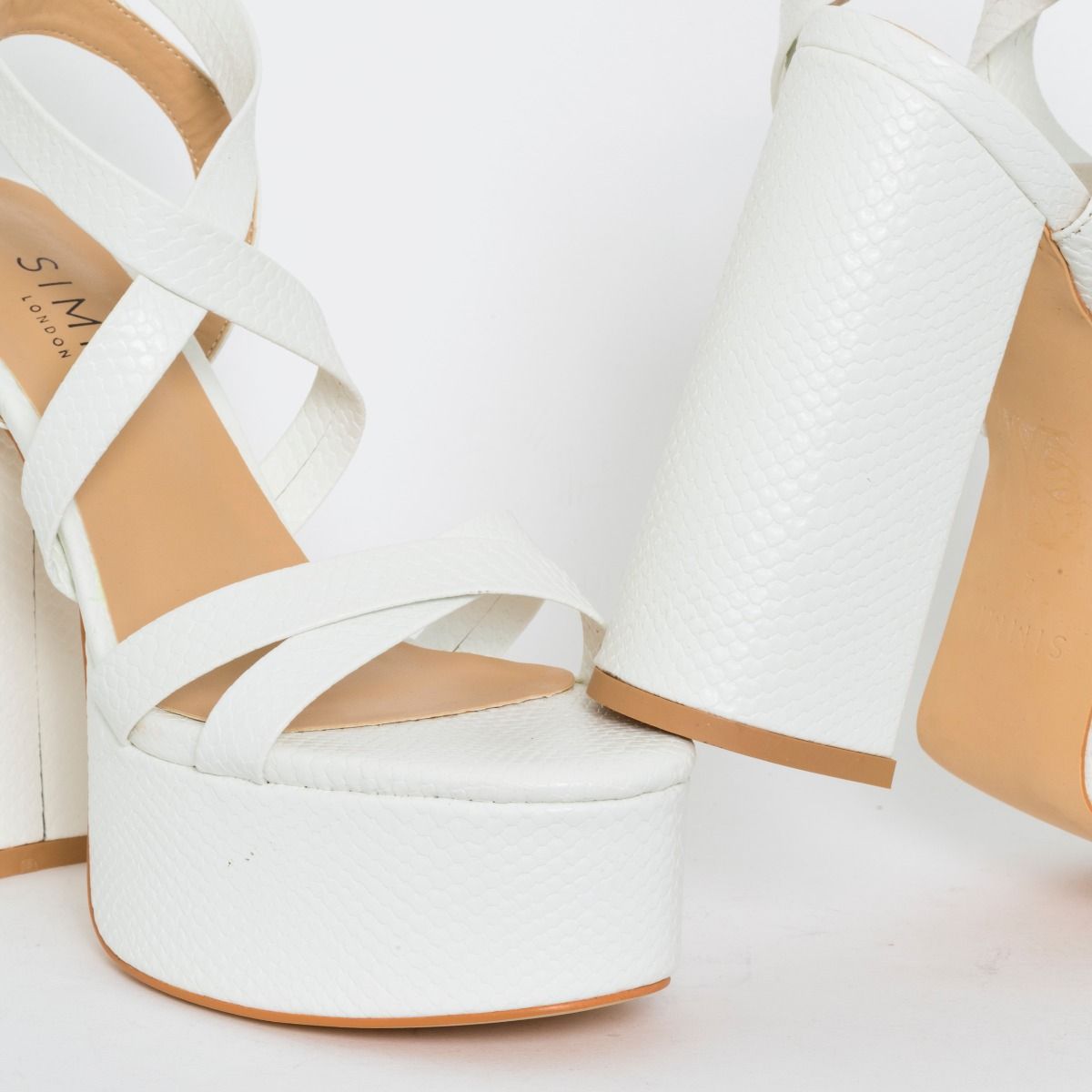 white lace up platform heels