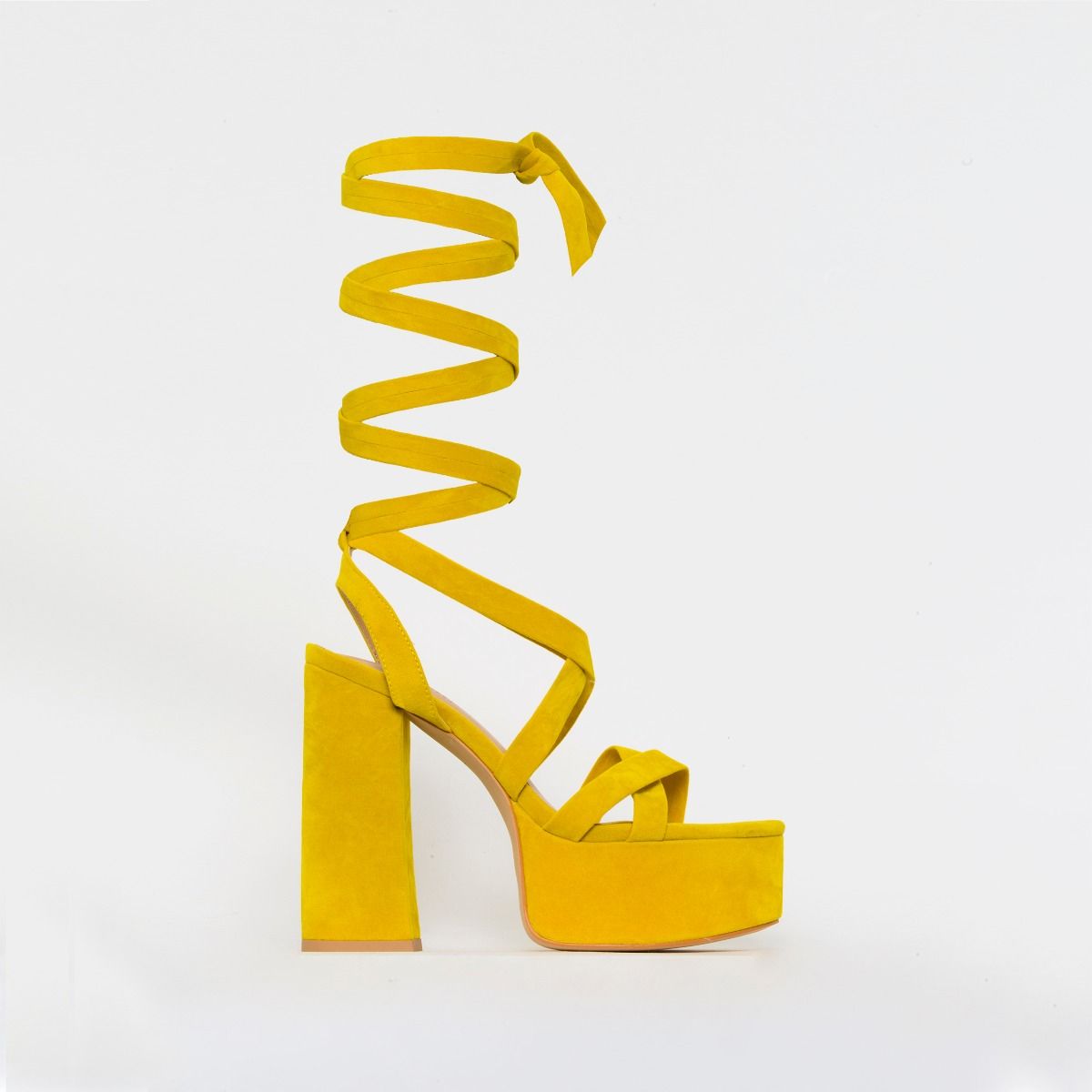 yellow heels lace up