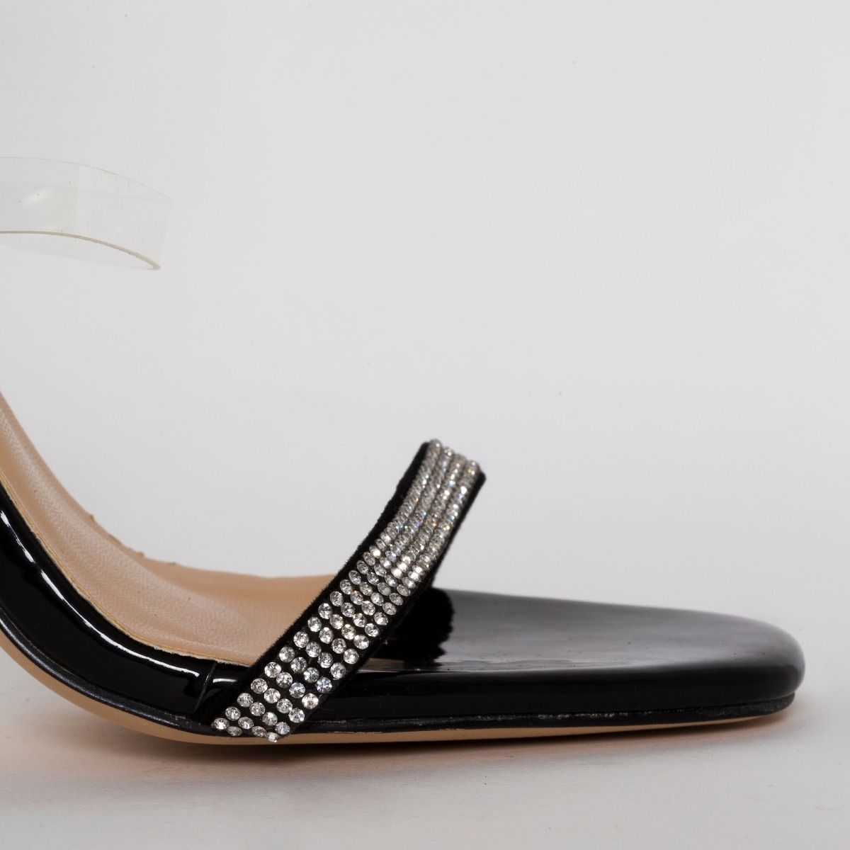 Anastacia Black Patent Diamante Cuff Stiletto Heels