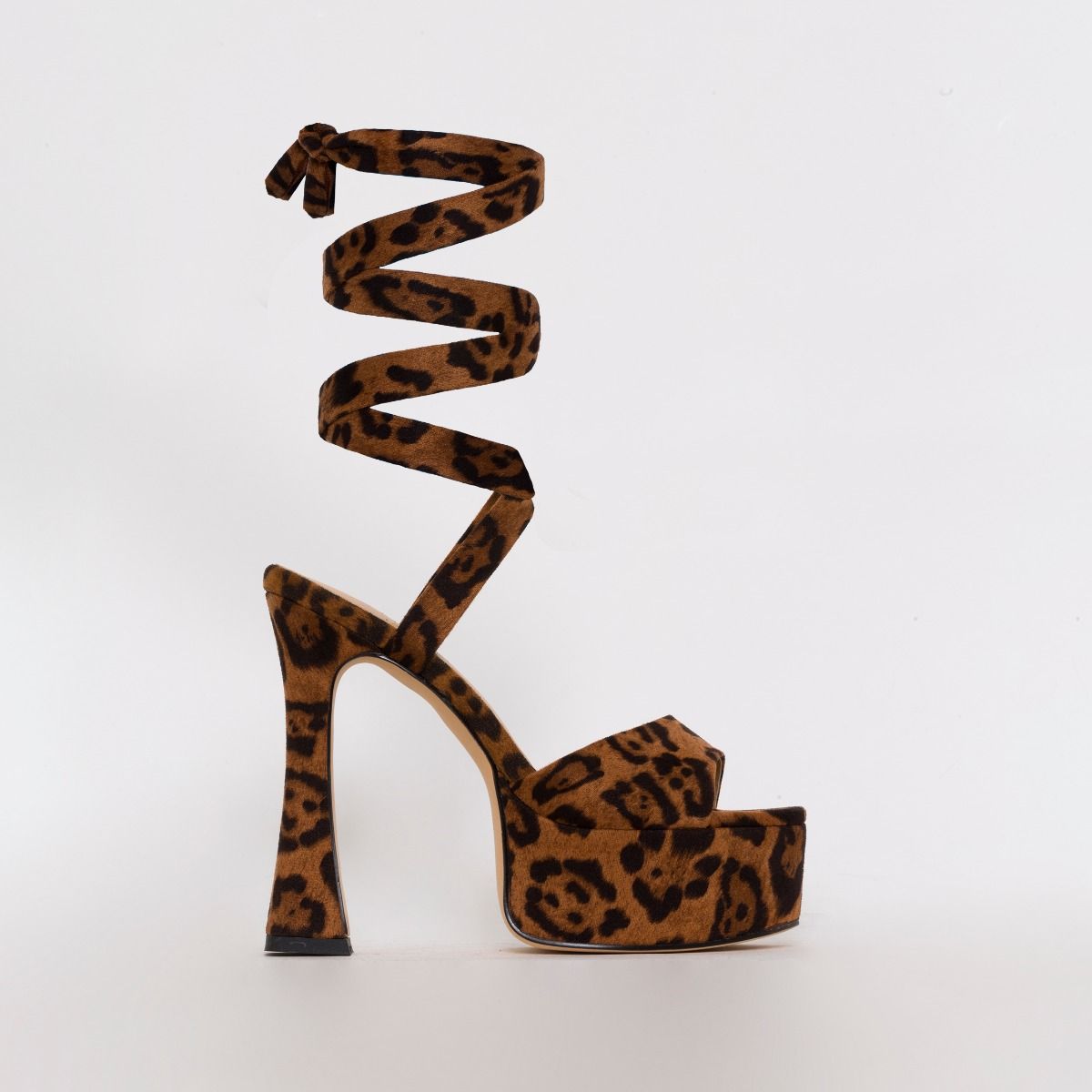Melly Leopard Print Lace Up Platform Heels