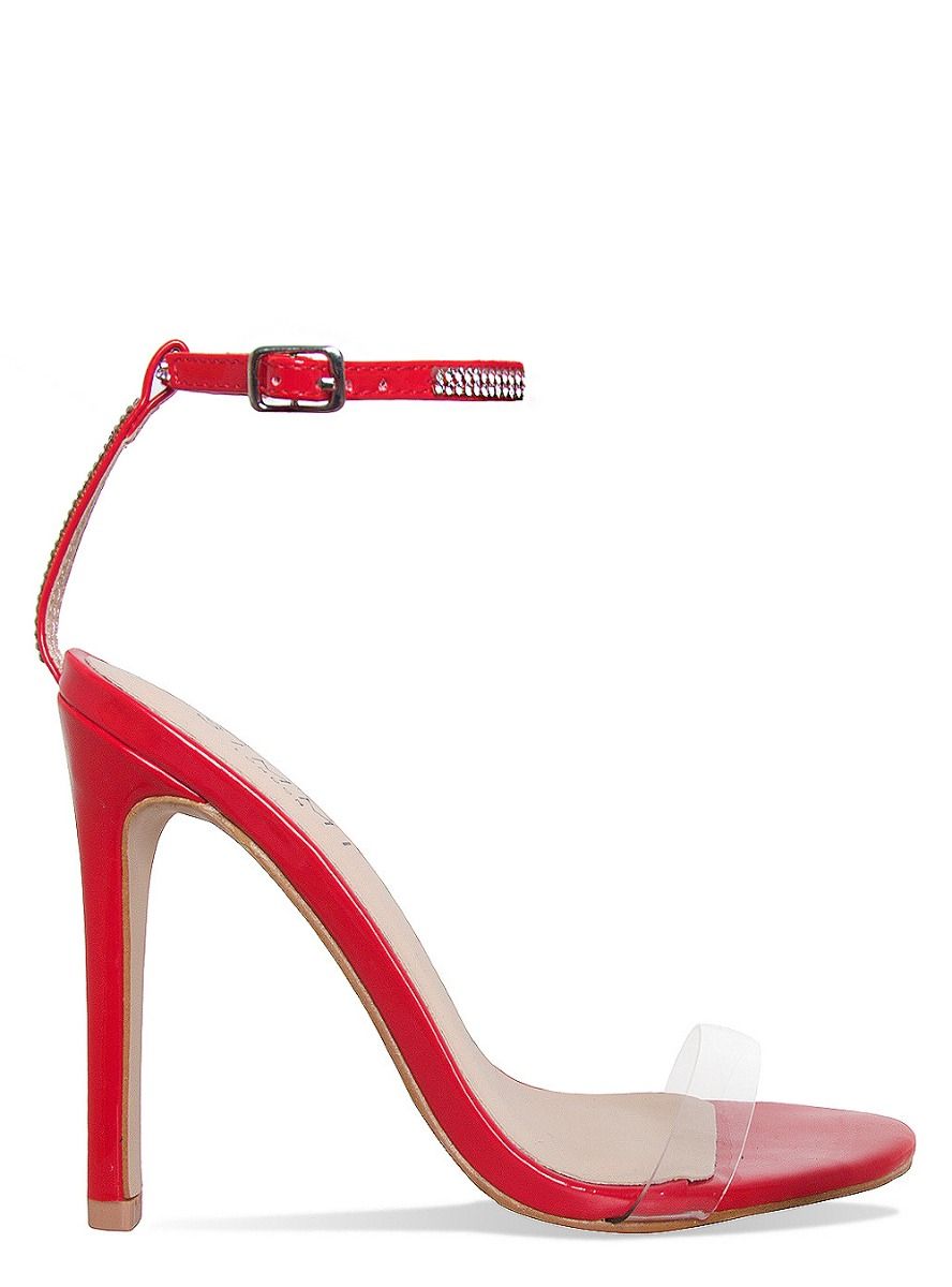 Jadira Red Clear Diamante Stiletto Heels