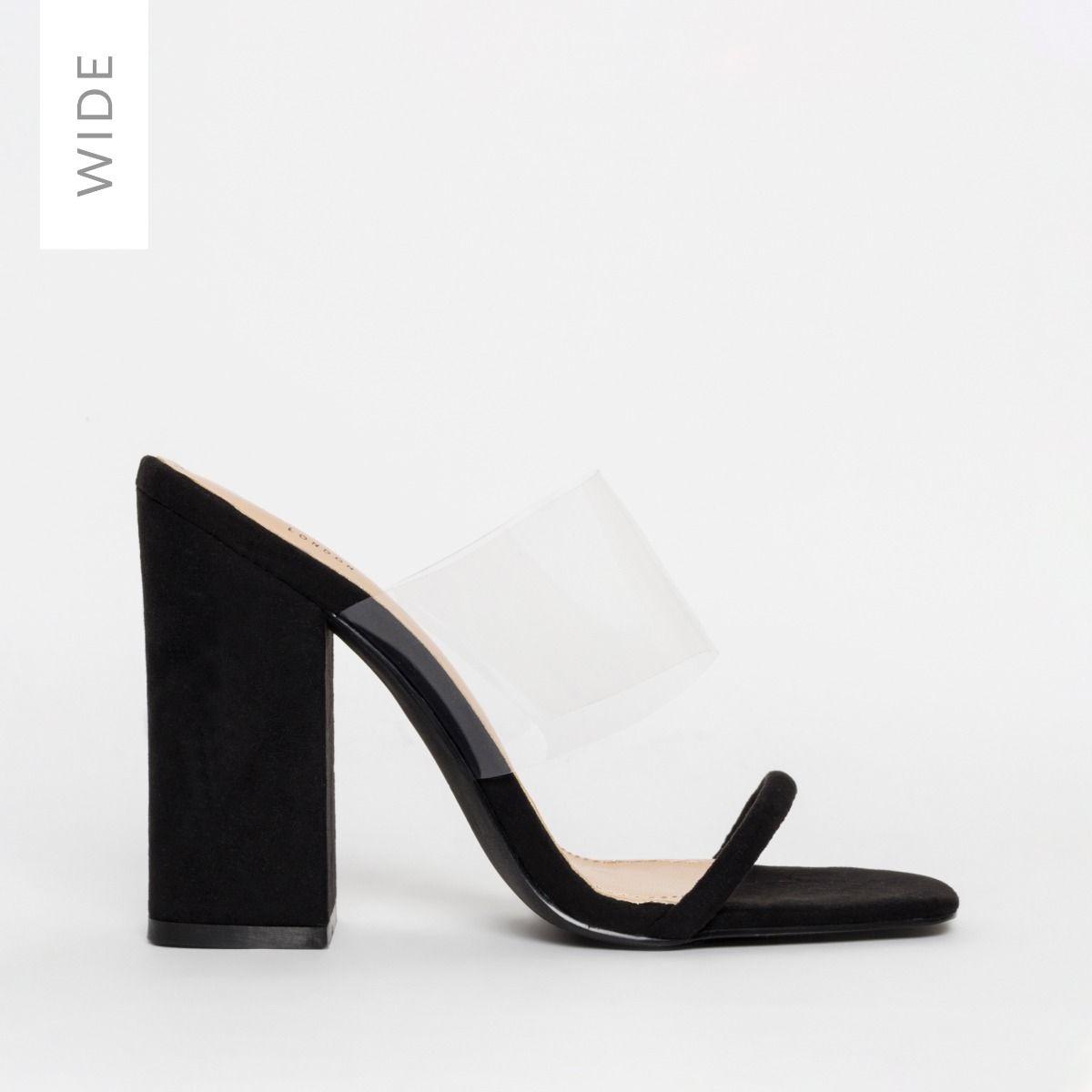 wide fit clear mules