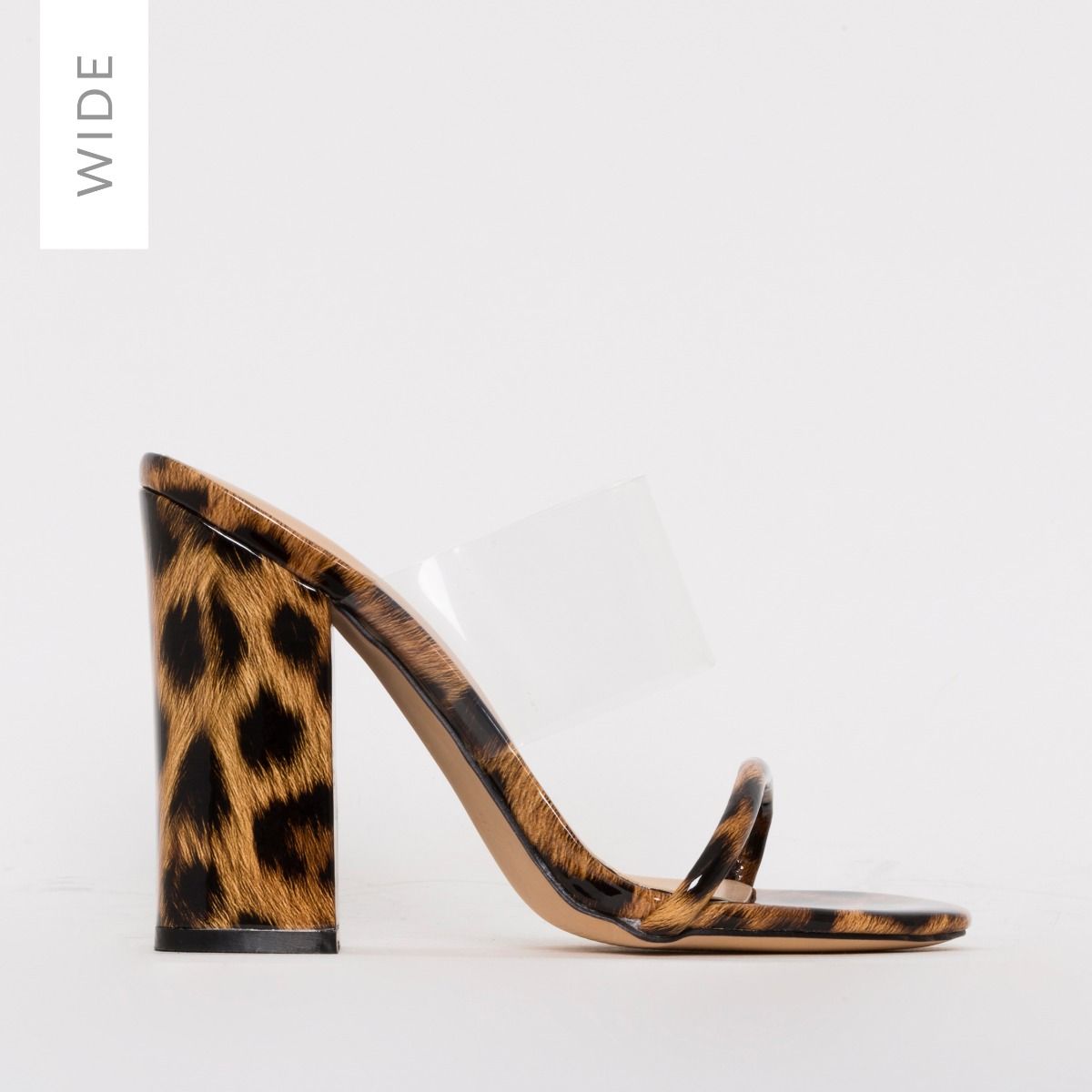 leopard print wide fit heels