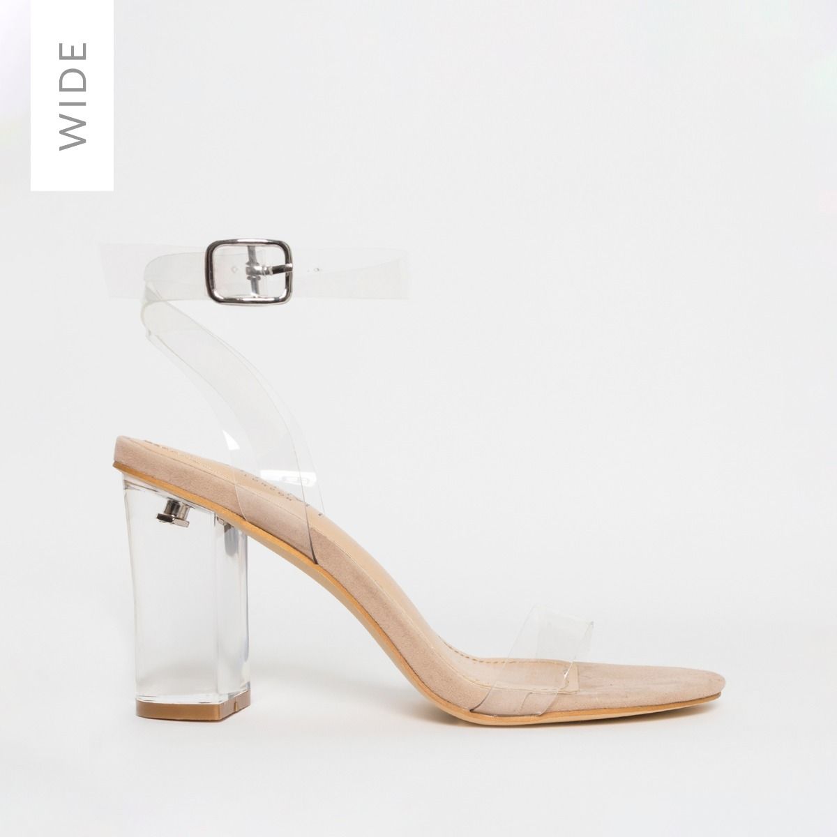 Kimana Wide Fit Nude Suede Clear Mid 