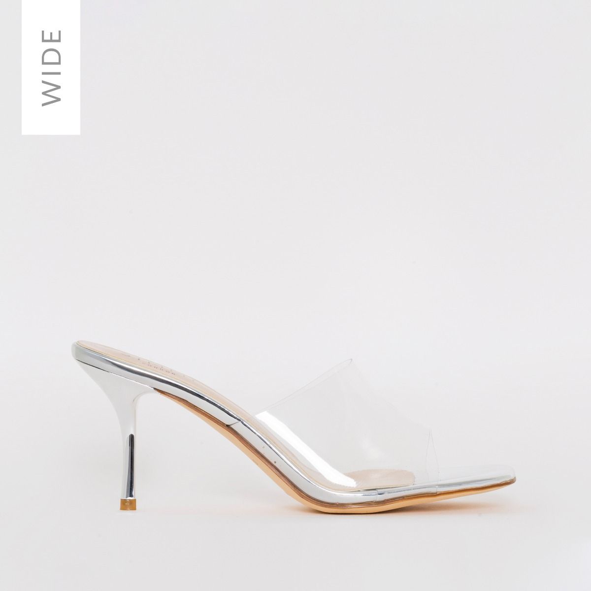 clear wide heels