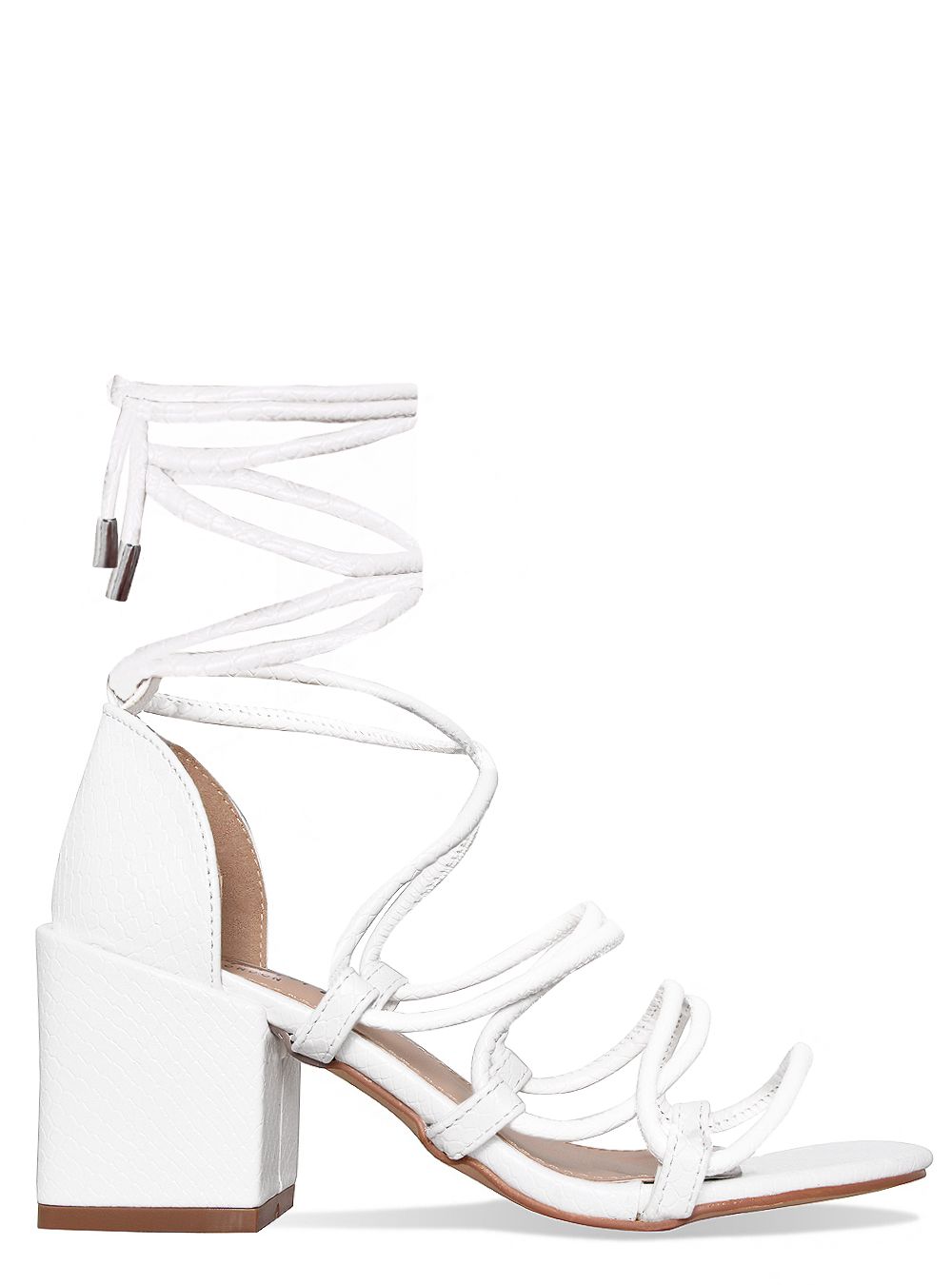 white block heels lace up