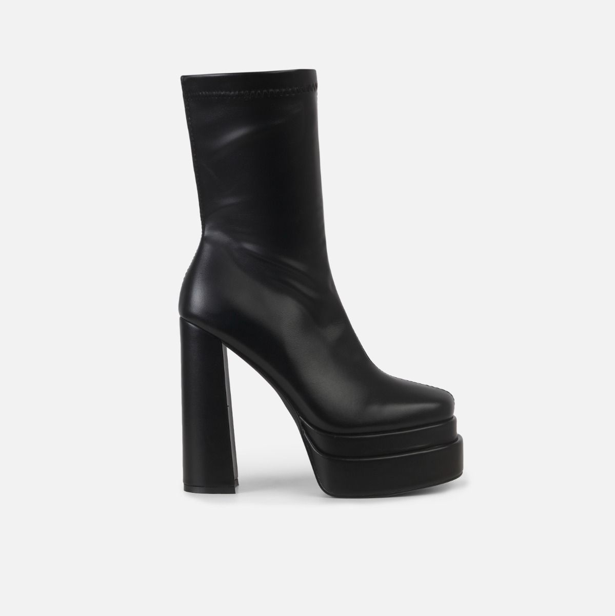 Martha Black Double Platform Block Heel Ankle Boots | SIMMI London