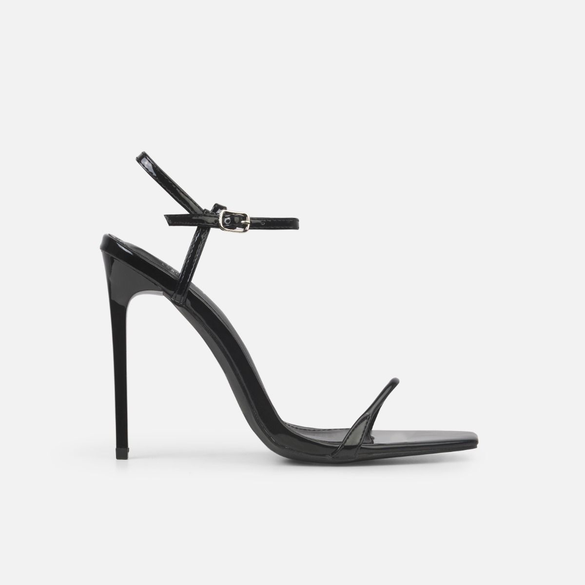 Nolan Black Strappy Square Toe Stiletto Heels | SIMMI London