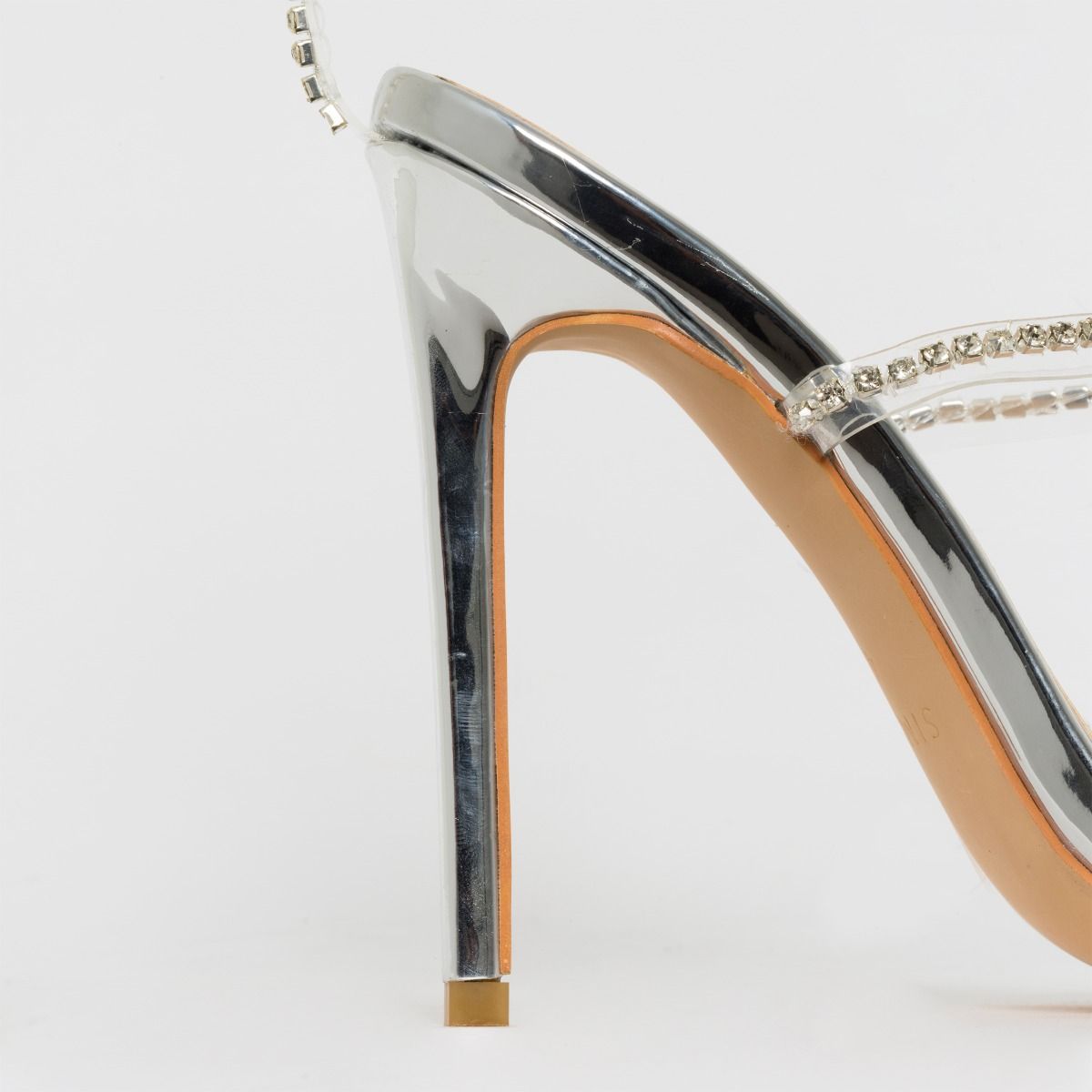 Evie Silver Clear Diamante Stiletto Heels