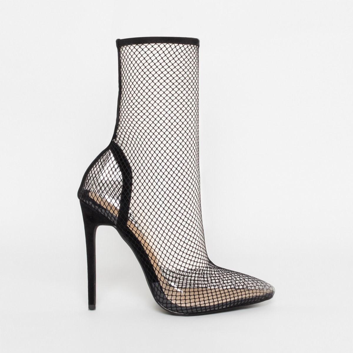 clear fishnet heels