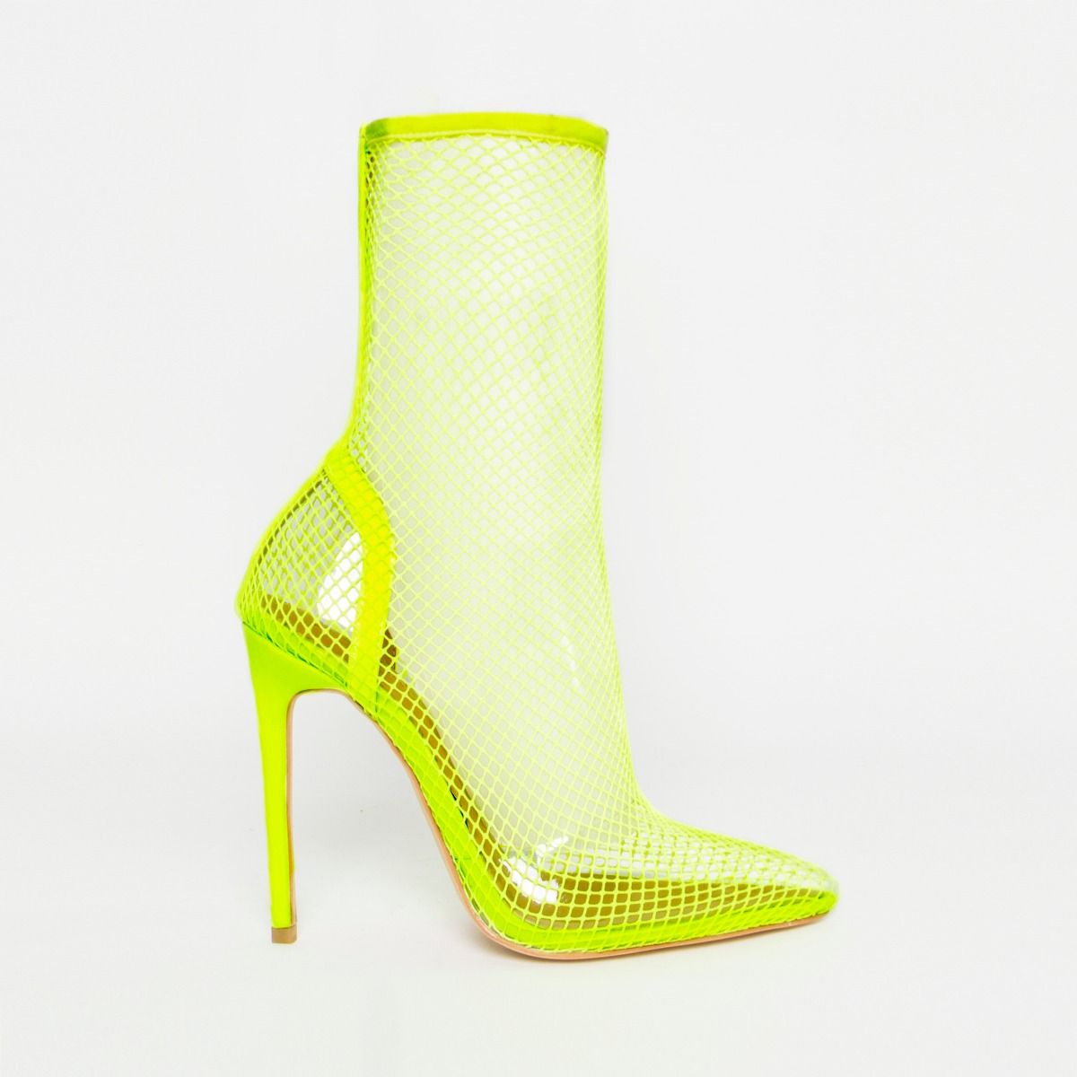 clear fishnet heels