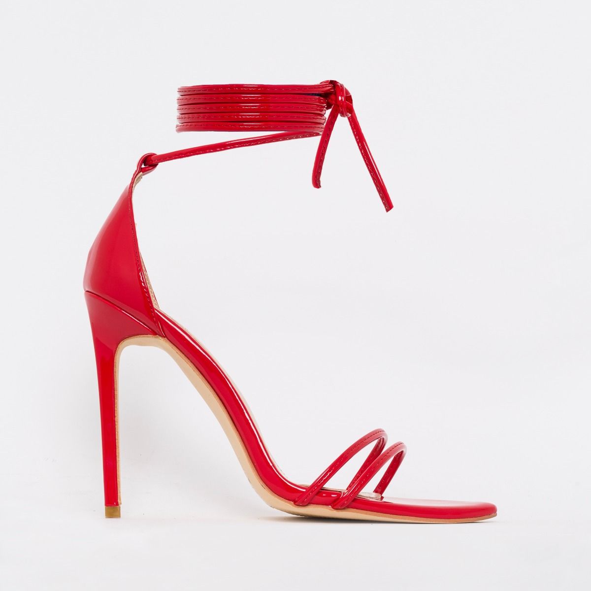 red strappy stiletto heels