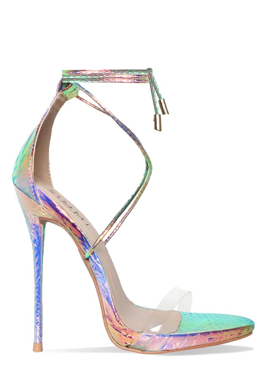 Shania Iridescent Snake Clear Lace Up 