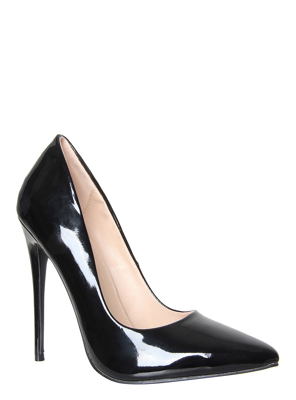Simone Black Patent Stiletto Court Shoes