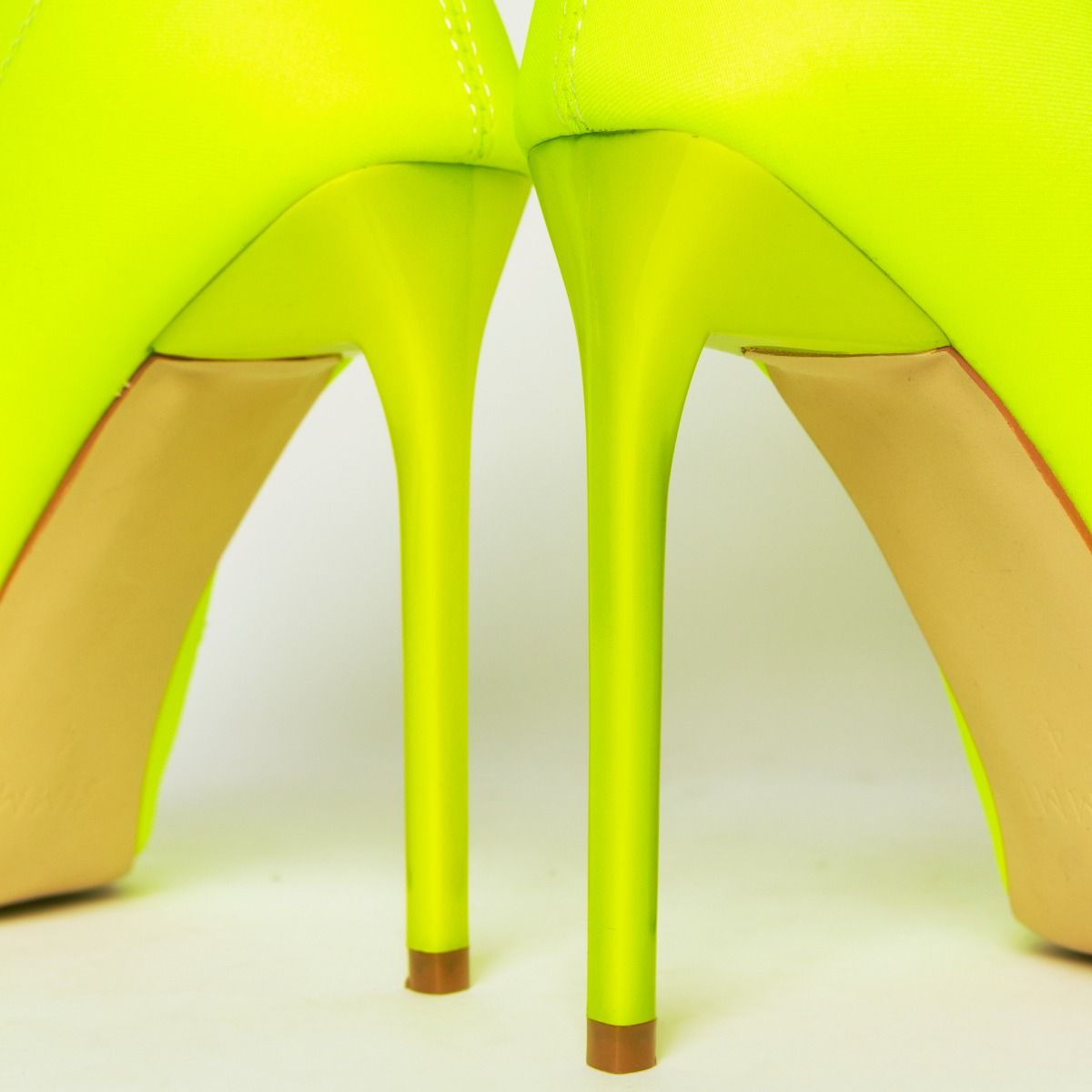 Lucinda Neon Yellow Lycra Stiletto Ankle Boots