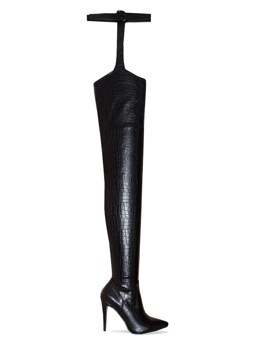 thigh high boots with belt attached