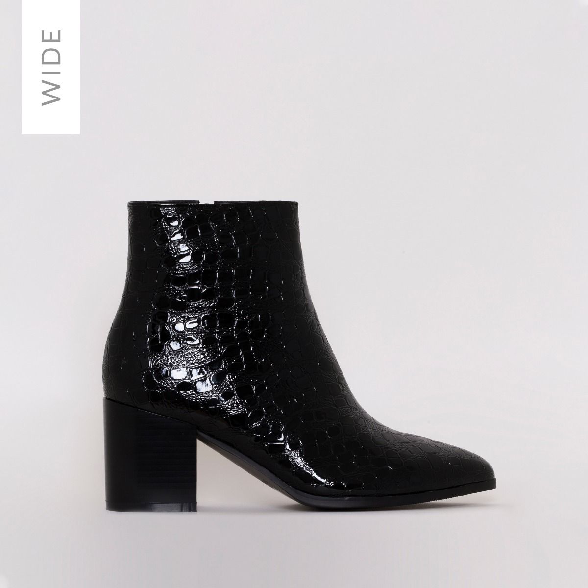 croc black ankle boots